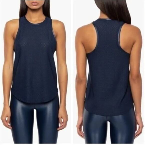 Koral Muscle Netz Midnight Blue Fitted Sleeveless Tank Top Size Large - Picture 1 of 6